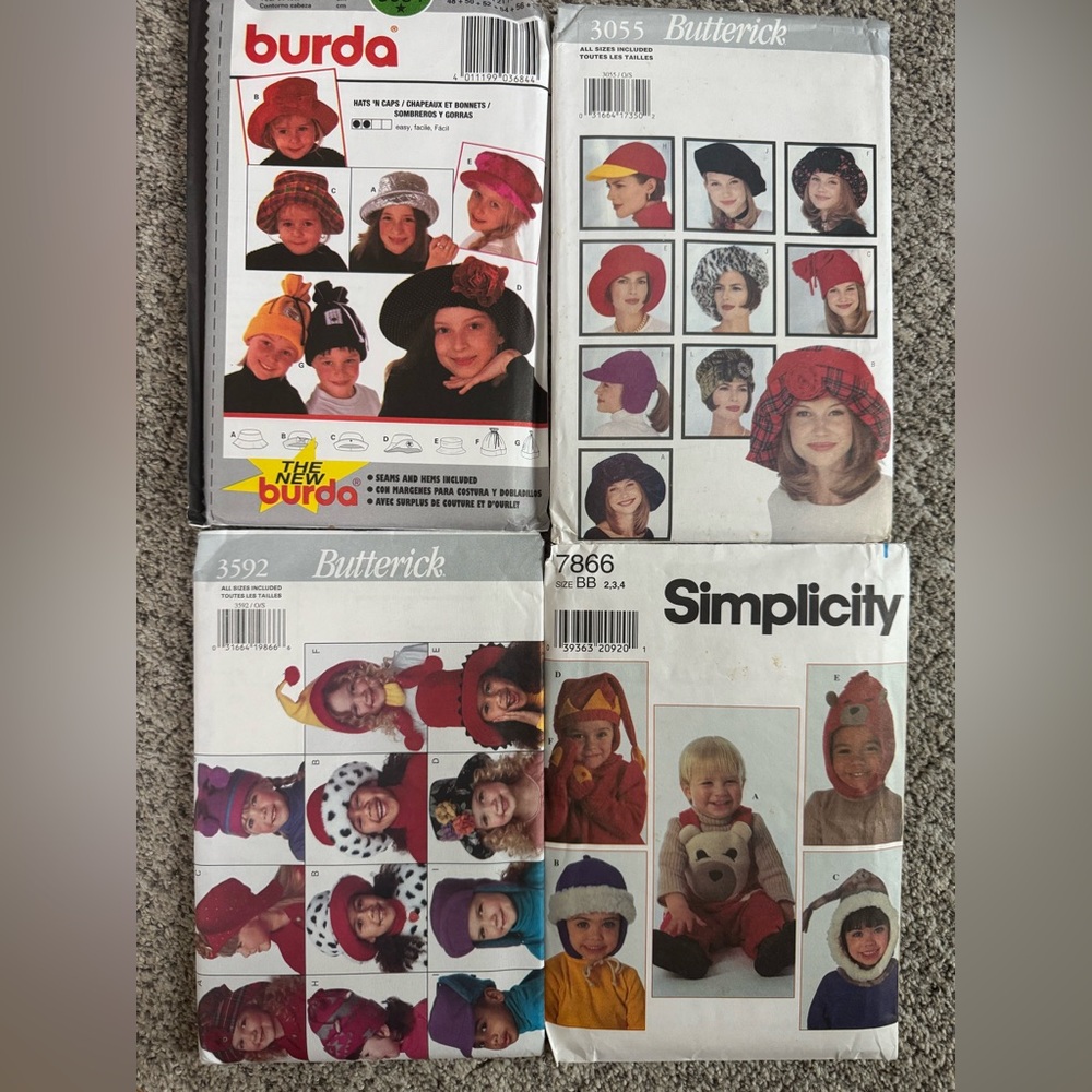 Sewing Hat Craft Patterns Simplicity Burda Butterick Baby Adult Child NEW UNCUT